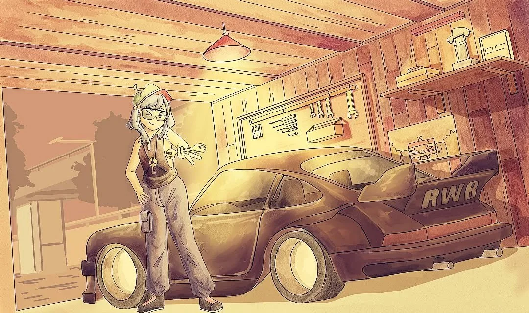 Artwork featuring RWB car